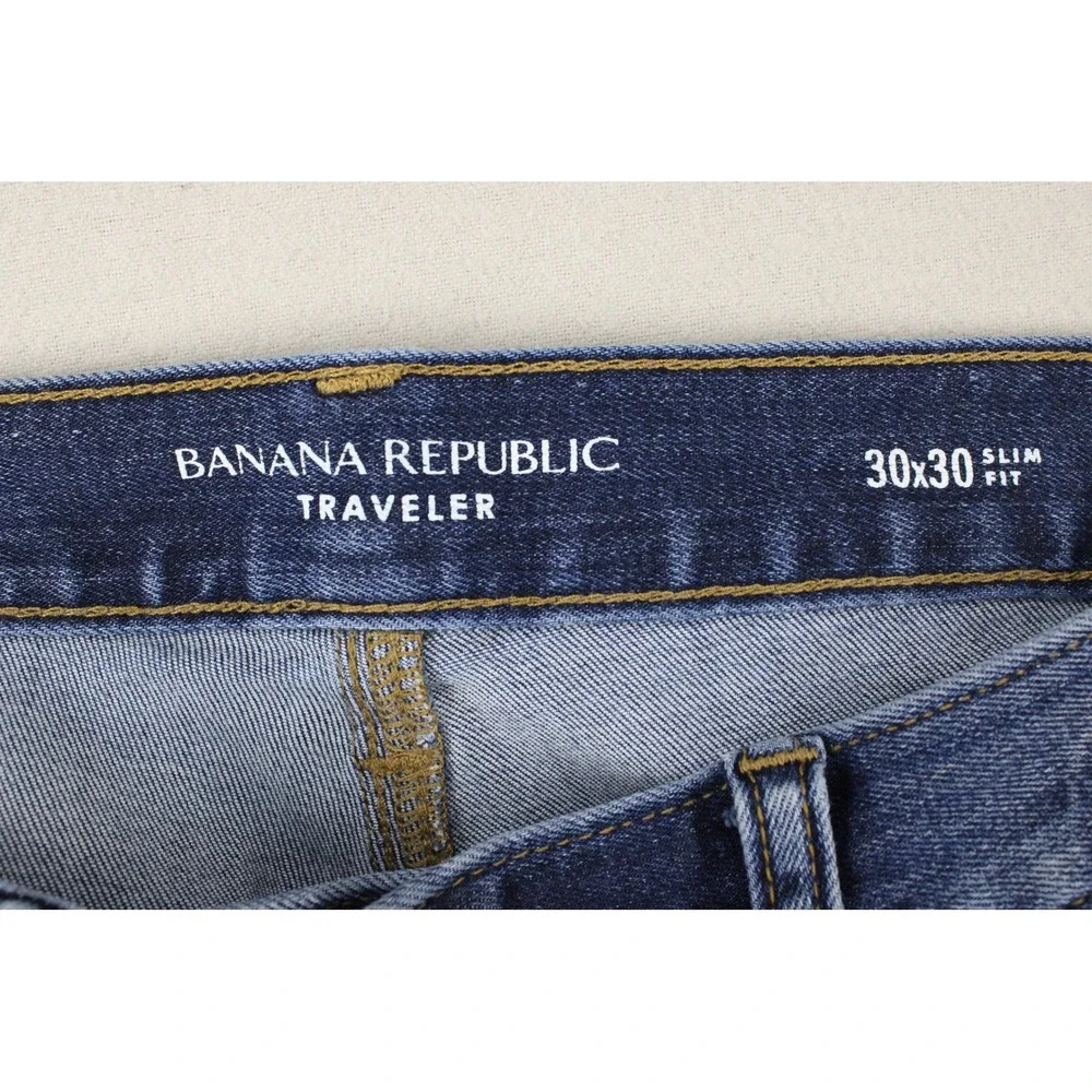 Banana Republic Jeans Traveler Slim Mens 30x21 Raw Hem Denim Cropped